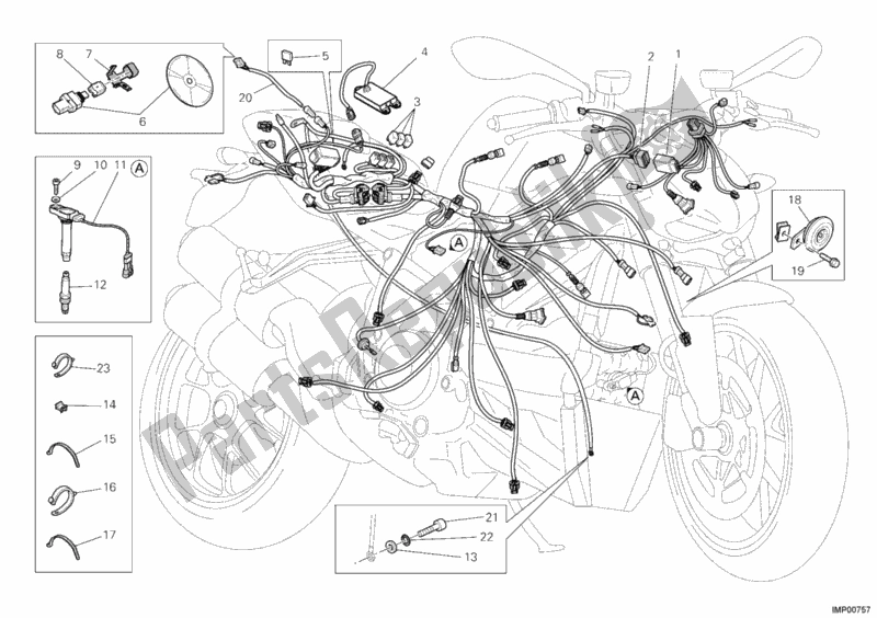 All parts for the Wiring Harness of the Ducati Streetfighter S 1100 2012